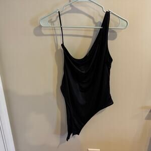 Shein Black Snake Skin One Shoulder Body Suit Size XL